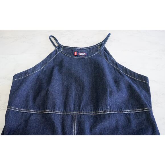 Bongo Denim Halter strap Maxi Dress 1X Empire Waist Street Western Y2K 90s Style - Picture 6 of 13